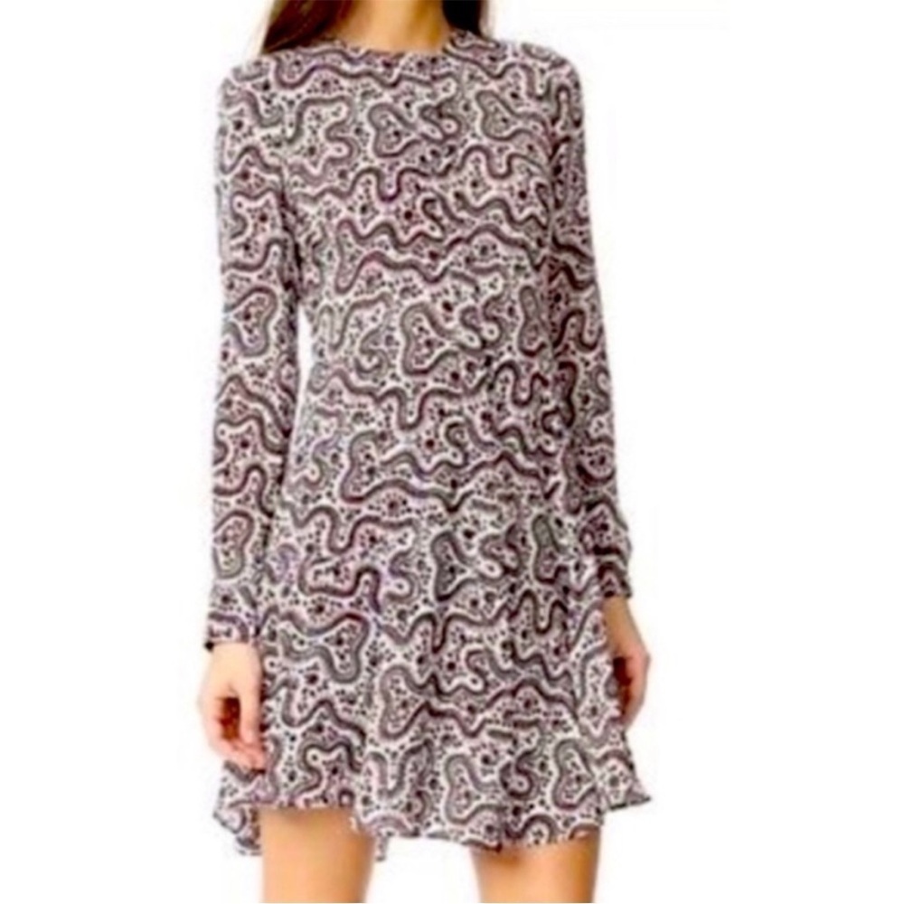A.L.C Women’s Multicolor Randi Floral Silk Paisley Mini Dress Size 0 Ruffle Hem